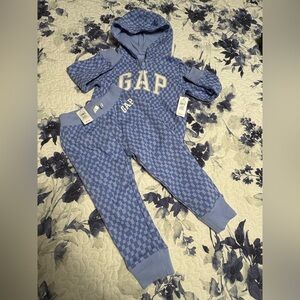 GAP Blue Checkered Hoodie & Bottom Set